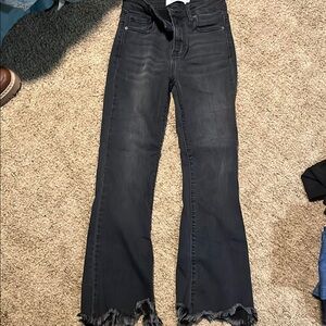 Women's Black Frayed Hem Jeans